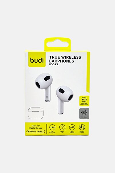 Budi True Wireless Earbuds, White