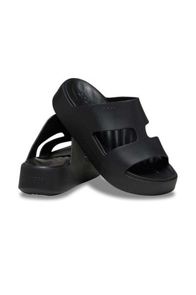 Crocs Papuci negri cu platformă și baretă în formă de H Getaway 209409-001