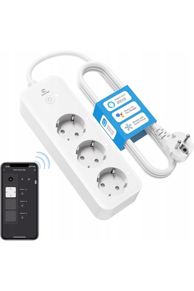 NO BRAND Prelungitor inteligent cu aplicație, 3 prize, 16A, cablu de 1.5m