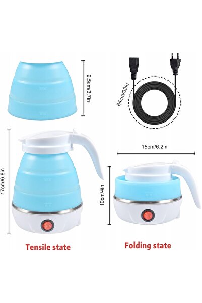 NO BRAND 600ml Fierbător electric pliabil din silicon, portabil pentru campin...