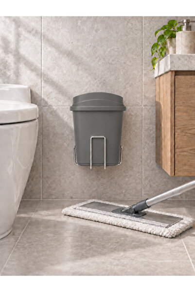 Hagen 5 Litre Duvara Monte Yapışkanlı Çöp Kovası, Metal Askı Aparatlı, Banyo ...
