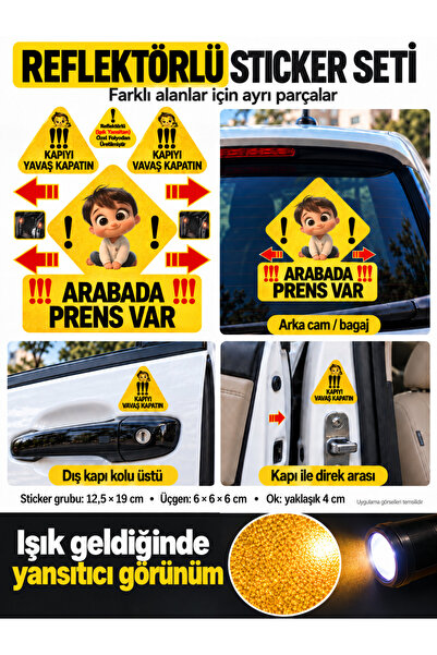 OTO SÜSLEN İSTANBUL Reflective Baby in Car Sticker Set