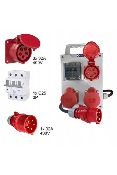 Hilark Cutie de distribuție electrică IP44, siguranță 3x32A C25 3P, aproximat...