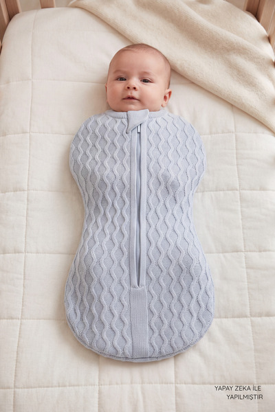 VAUVA Knitwear Baby Swaddle Sleeping Bag - Hair Knitted Zippered Newborn Swaddle