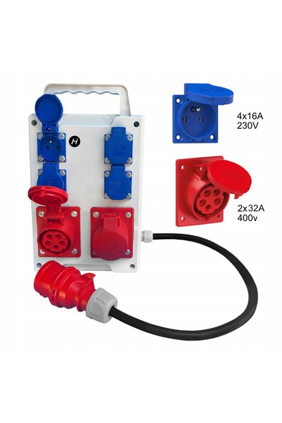 Hilark Tablou de distribuție electrică portabil, conectat, 2x32A 4x230V IP44,...