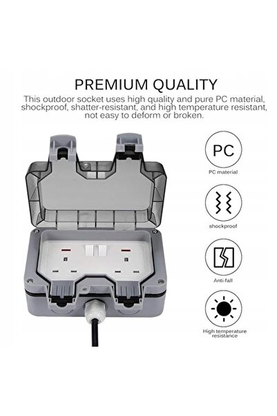 NO BRAND TIEMORE Prelungitor cu priză dublă externă, impermeabil IP66, cu 3 m