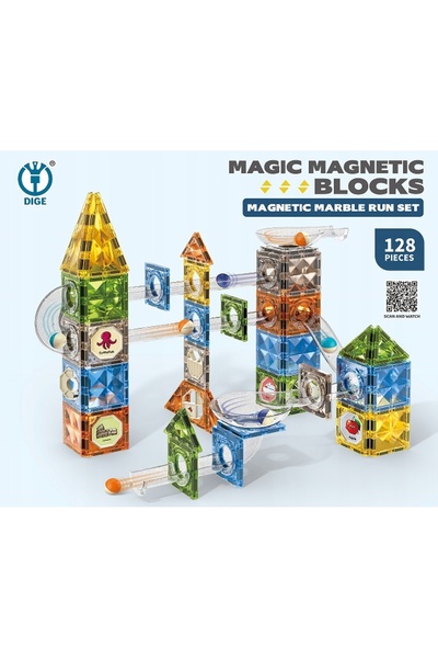 DK Turn de bile, blocuri magnetice de construcție pentru copii, set mare, 156...