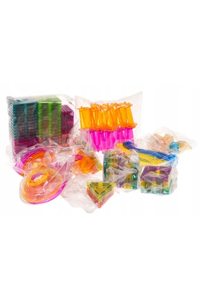 Ramiz Set XXL de cuburi magnetice pentru copii + pistă cu bile, 139 piese.