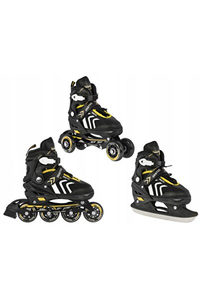 SporTrike Patine cu rotile reglabile 39-42 negru/galben 4 roți ABEC-7