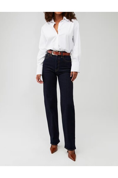 Levi's SUPER HIGH DARK BLUE RISE RIBCAGE STRAIGHT / YÜKSEK BEL KOYU YIKAMALAI...