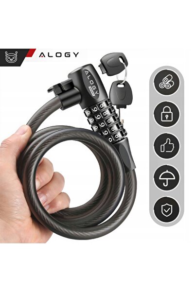 ALOGY Antifurt bicicletă, cablu de 120cm, rezistent, pentru securitate