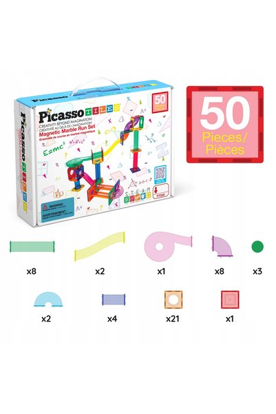PicassoTiles PICASSO TILES Turn cu bile 50 de piese, blocuri magnetice