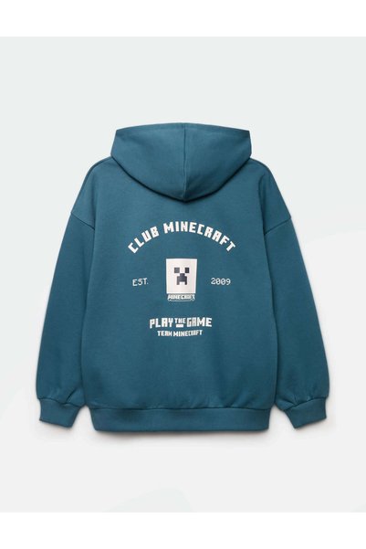 Marks & Spencer Pamuk Karışımlı Minecraft™ Baskılı Kapüşonlu Sweatshirt