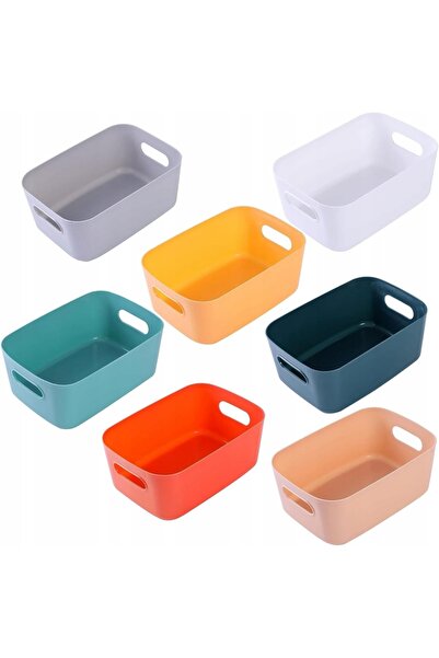 NO BRAND Coșuri din plastic cu mânere, set de 7, colorate, 20x15x7cm, pentru ...