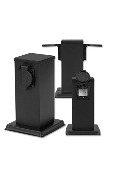 LVT Stâlp electric de grădină cu 2 prize ermetice 230V IP44 Negru