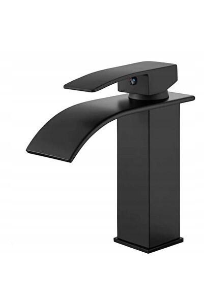 Unitec Robinet de chiuvetă negru mat, tip cascadă, modern, pentru baie