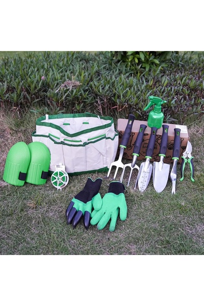 NO BRAND SET DE UNELTE DE GRĂDINĂ 11 PIESE CU GEANTĂ ȘI MÂNERURI ERGONOMICE