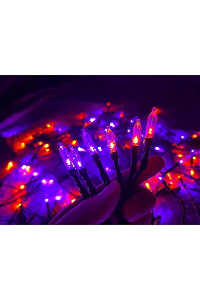NO BRAND Ghirlandă luminoasă cu LED-uri portocalii și violete, 120 de LED-uri...