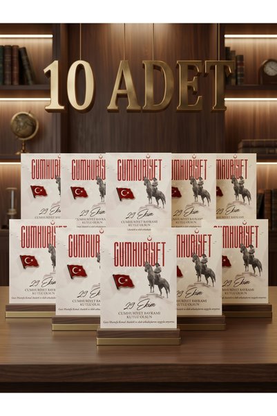 Elegante Cravatte 10 ADET 29 Ekim Cumhuriyet Bayramı Özel Tasarım Kartlı Türk...