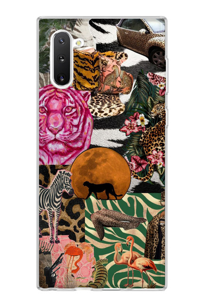 lelia حافظة هاتف شفافة مطبوعة بتصميم Wild Animal Collage متوافقة مع هاتف سامس...