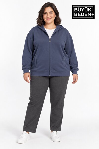 Süperlife Plus Size Cardigans - Blue - Regular fit