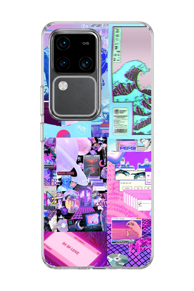 lelia Vivo V30 5g Compatible Neon Sculpture Wave Printed Transparent Phone Case