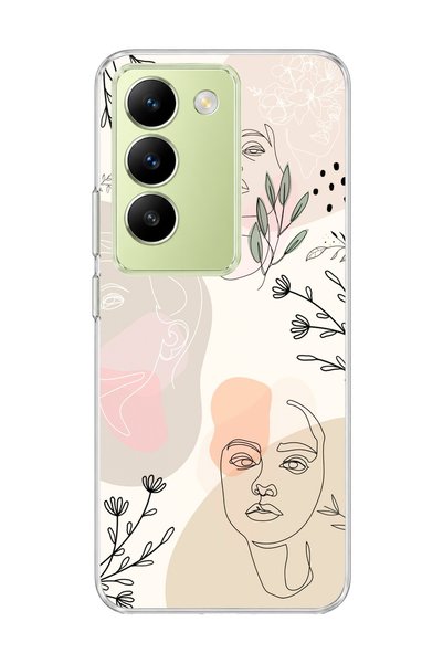 lelia حافظة هاتف شفافة مطبوعة بتصميم أوراق الشجر متوافقة مع شبكة 4G من Vivo V...