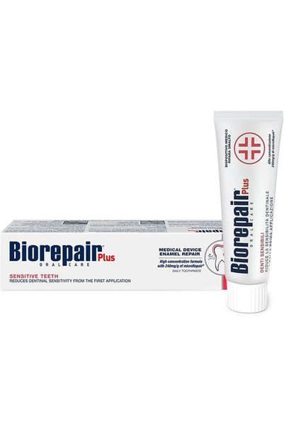 Biorepair Pastă de dinți pentru dinți sensibili, 75 ml, fără fluor, reducerea sensibilității, microreparație