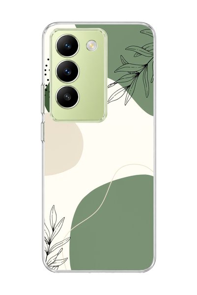lelia Vivo V30 Lite 4g Compatible Green Abstract Leaf Printed Transparent Pho...