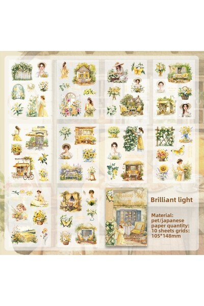 Choice C Journamm 10sheets Vintage PET Stickers Washi Paper Stickers DIY Scra...