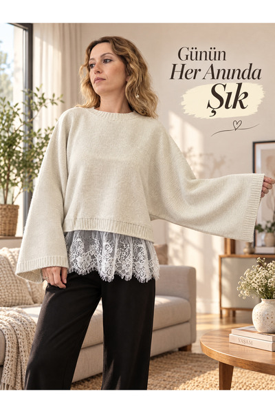 3B Stil Lace Bat Sleeve Sweater