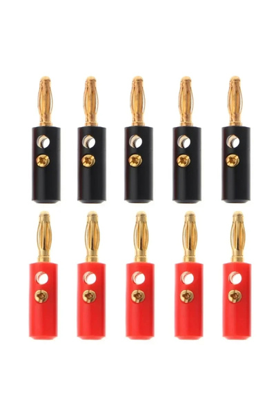 Choice 5pcs R and 5pcs B 10pcs 4mm Gold Plated Lantern Type Banana Plugs Audi...