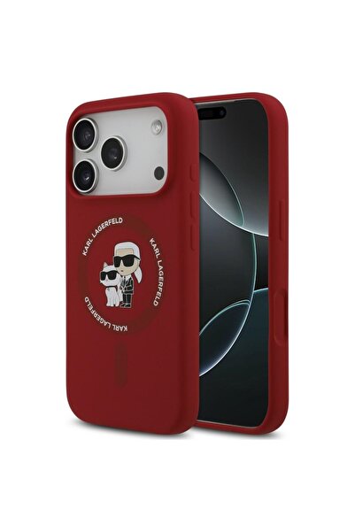 Karl Lagerfeld iPhone 17 Pro / iPhone 18 Pro Silicone KC Ring MagSafe Case, Red