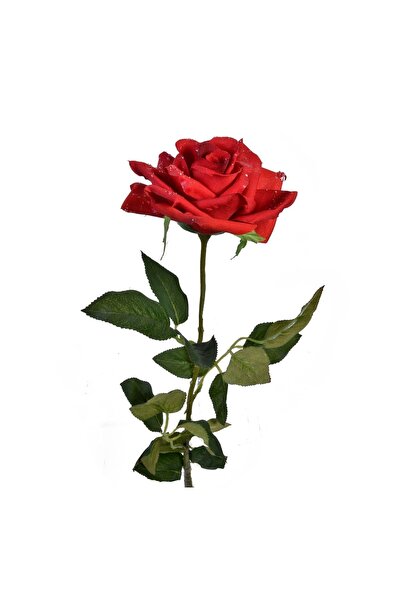 OEM Floare Artificială Trandafir Roșu cu Picaturi de Roua 75 cm – Decor Reali...