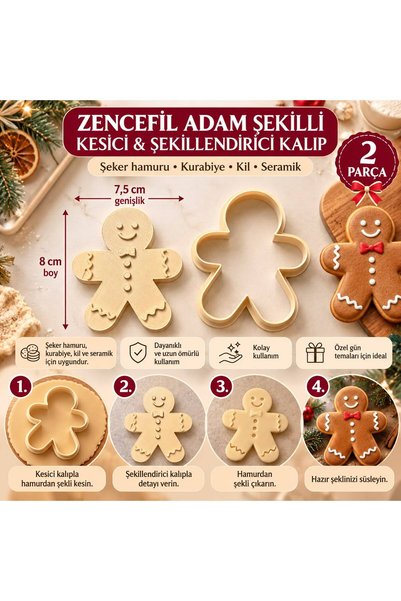 KURABİYE KALIBI Yılbaşı zencefil adam şekilli kurabiye/şeker hamuru/kil ve seramik kalıbı
