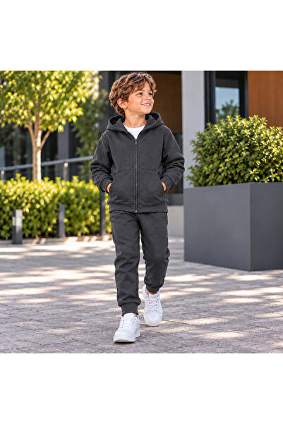 DAXİS Sportwear Company Boys' Zippered Hooded Rubberized Track Suit with Rubb...