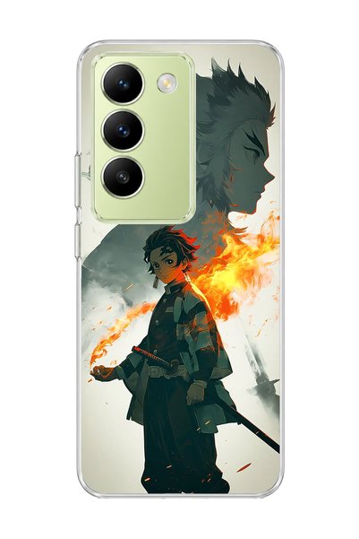 lelia حافظة هاتف شفافة مطبوعة بتصميم Anime Fire Shadow متوافقة مع Vivo V30 Li...