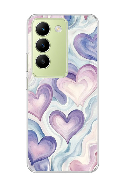 lelia حافظة هاتف شفافة متوافقة مع شبكة 4G من Vivo V30 Lite مطبوعة بتصميم قلب ...