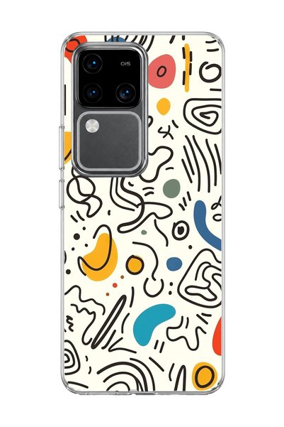 lelia حافظة هاتف شفافة مطبوعة برسومات تجريدية ملونة متوافقة مع هاتف Vivo V30 5G