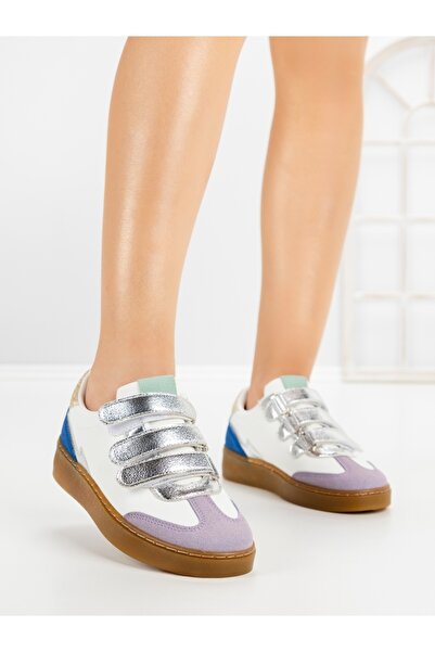 CM Sneakers dama argintii din piele ecologica Etazina