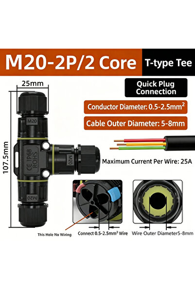 Choice KV-MT20B-2P(5-8mm) IP68 Cable Waterproof Joint Waterproof Connector Th...