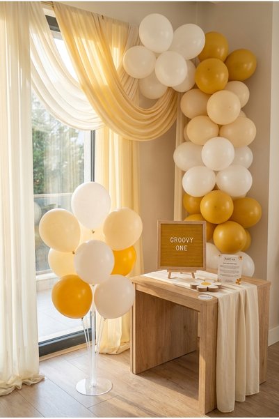 Partixa Daisy Themed Birthday Decoration Deluxe Set Mustard Felt Letter Board...