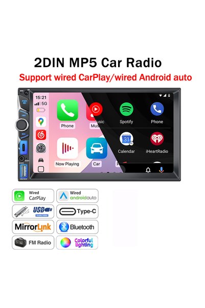 Choice CA7080-Wired 2DIN 7inch Car Radio MP5 Player Wireless CarPlay Android ...