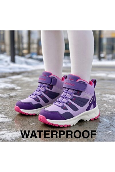 BUCKHEAD kız çocuk mor waterproof outdoor bot , oto bağcık , kaymaz taban , k...