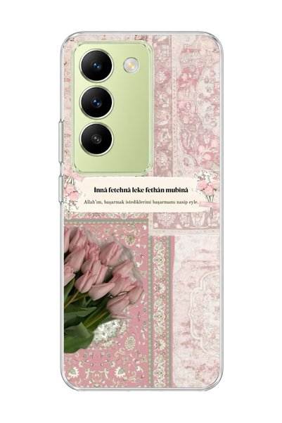 lelia حافظة هاتف شفافة مطبوعة عليها صورة زهرة التوليب الوردية متوافقة مع شبكة...