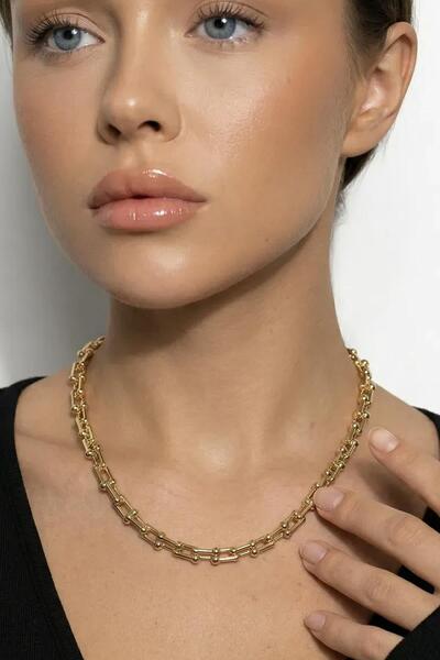 New Obsessions Steel Gold Tiff Interlocking Necklace 60 cm