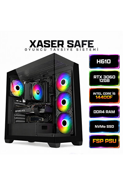 XASER Safe X30 Intel Core i5 14400F 32GB Ram 1TB M.2 NVMe SSD 12GB RTX3060 Masaüstü Oyuncu Bilgisayarı