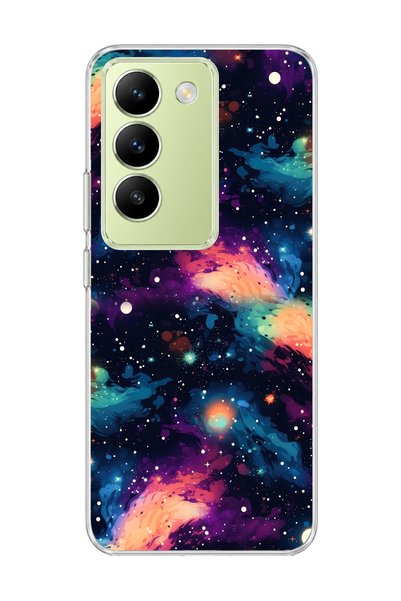 lelia حافظة هاتف شفافة ملونة متوافقة مع شبكة 4G من Vivo V30 Lite مطبوعة بتصمي...