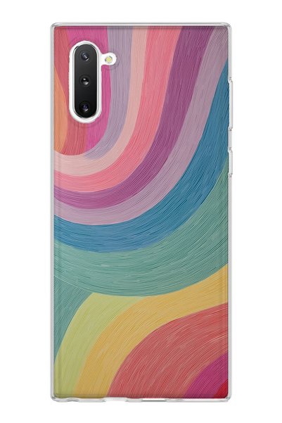 lelia Samsung Galaxy Note 10 Compatible Pastel Rainbow Curved Printed Transpa...