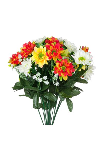 OEM Buchet Flori Artificiale Albe Portocalii Galbene 46 cm – Decor Realist pe...